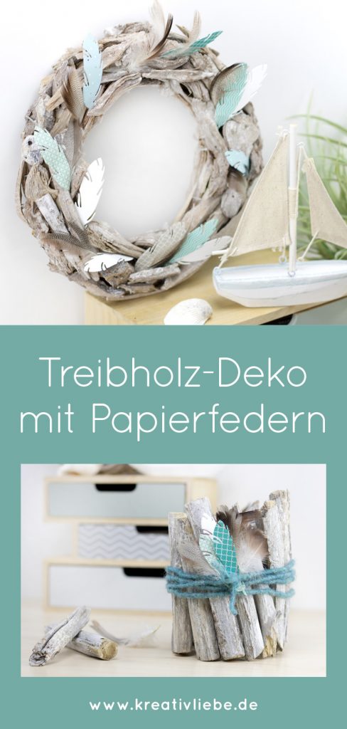 Treibholzkranz Papierfedern Kreativliebe