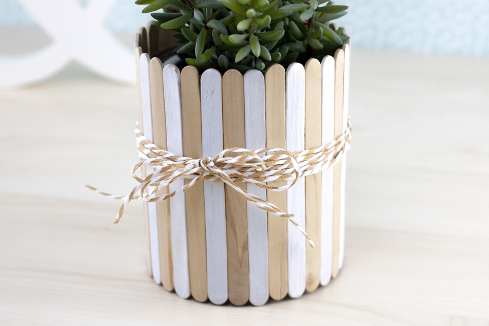 Eisstäbchen Übertopf DIY Kreativliebe selbermachen