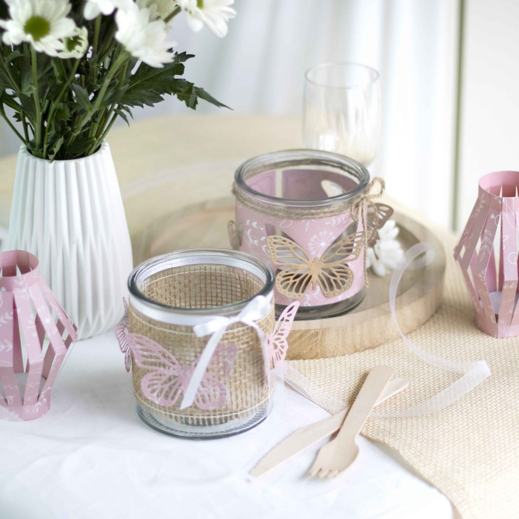 windlicht schmetterling und Stanzen DIY