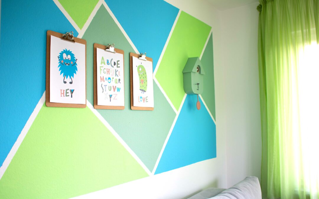 Wandgestaltung fürs Kinderzimmer in Grün-Blau