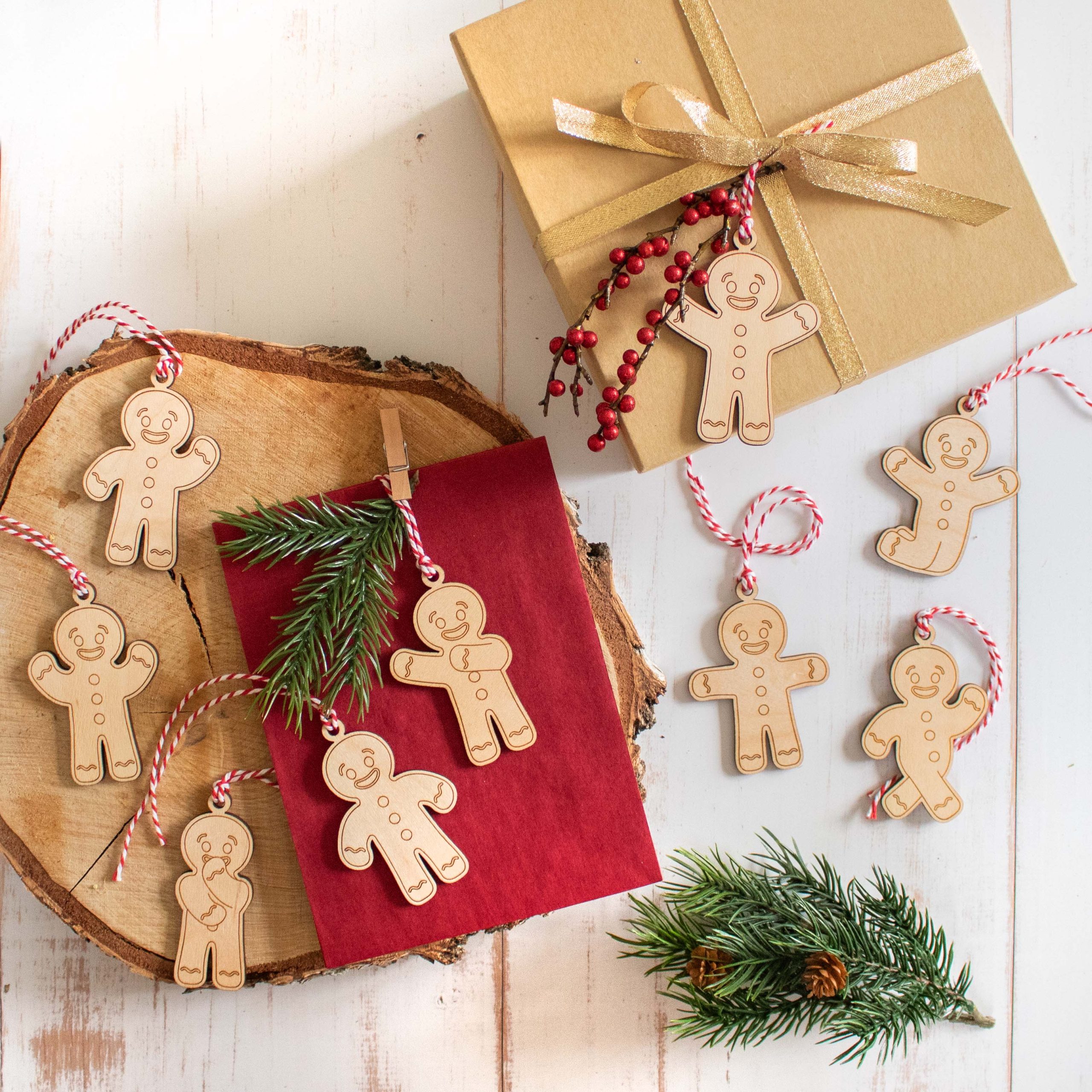 Holzanhänger Lebkuchenmänner 9er-Set